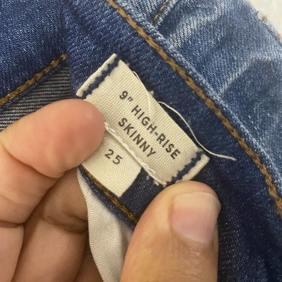 Madewell Women Jeans 9" High Rise Skinny Blue Wash Denim Stretch Fray Hem Sz 25" - Picture 4 of 11